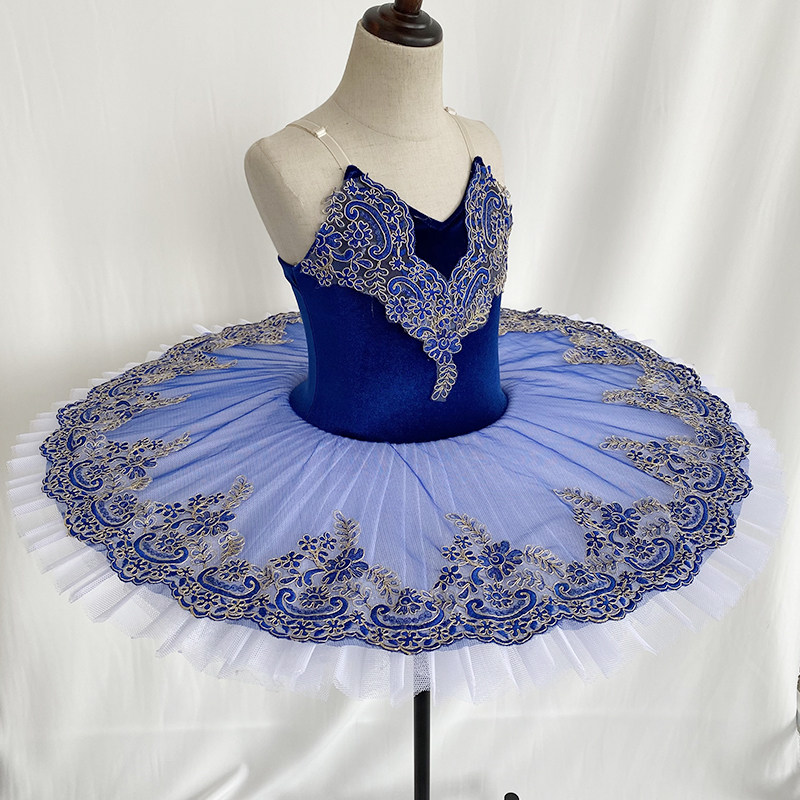 儿童蓝色专业芭蕾舞裙女蓝鸟变奏团体表演睡美人儿童演出服