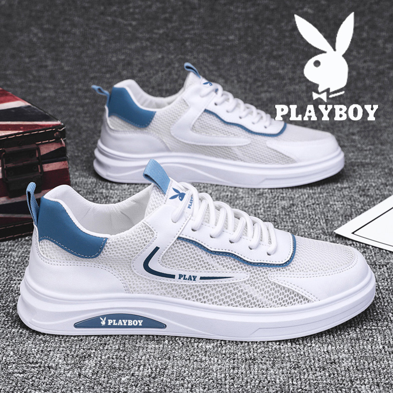 花花公子夏季男鞋2022新款透气薄款白鞋网鞋男士网面防臭运动板鞋