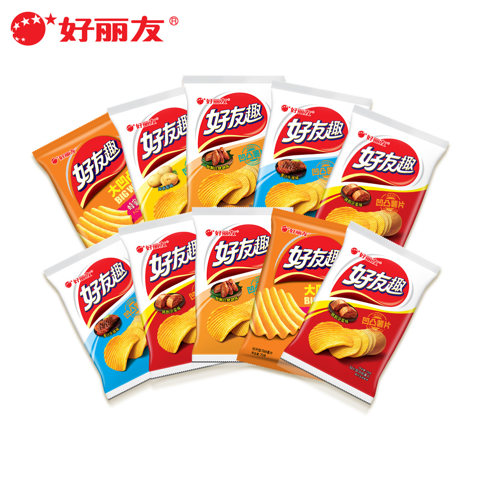 好丽友好友趣黄瓜味薯片 呀!土豆薯条膨化十连包休闲零食大礼包