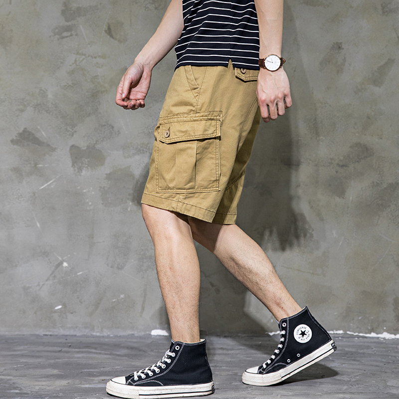 夏季潮流工装短裤男士五分裤宽松中裤男薄款5分直筒军工马裤夏天