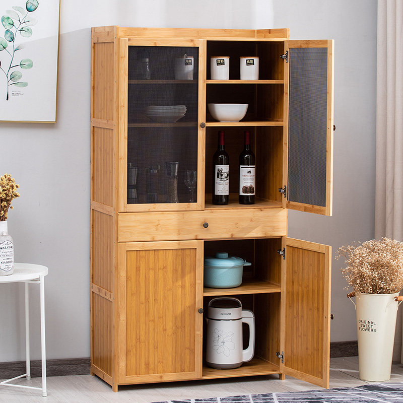 厨房餐边柜楠竹透气橱柜碗柜储物柜多层简易老式厨房置物架