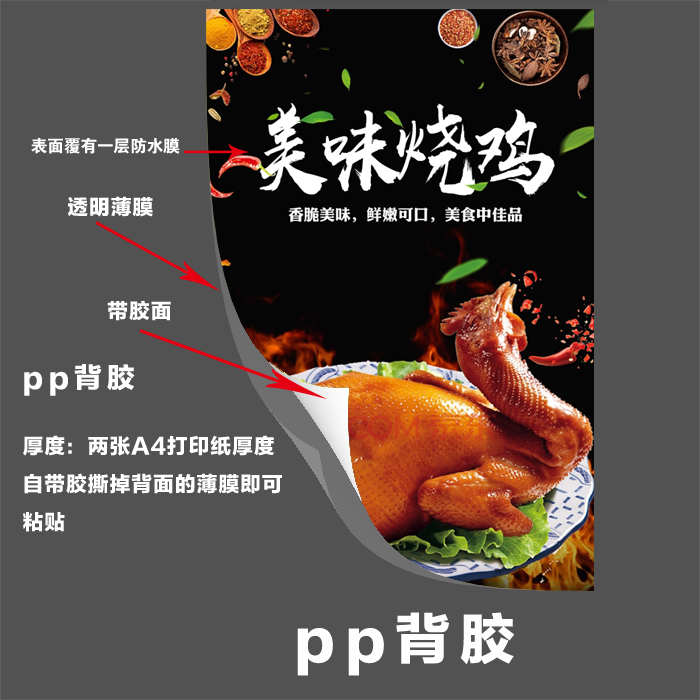 农家烤鸡烧鸡窑鸡系列高清海报定制自粘贴纸现代装饰画