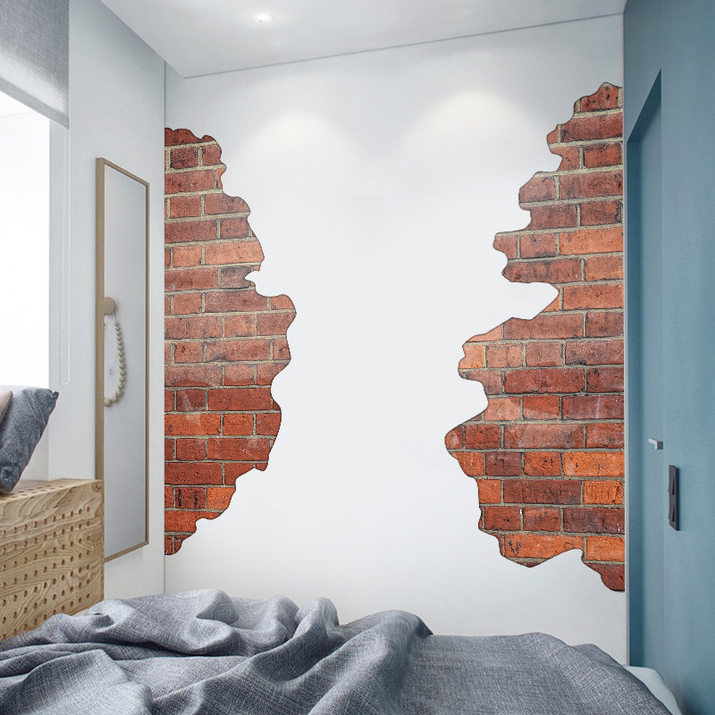 砖墙3d立体墙纸自粘贴画创意仿真红色壁纸墙贴