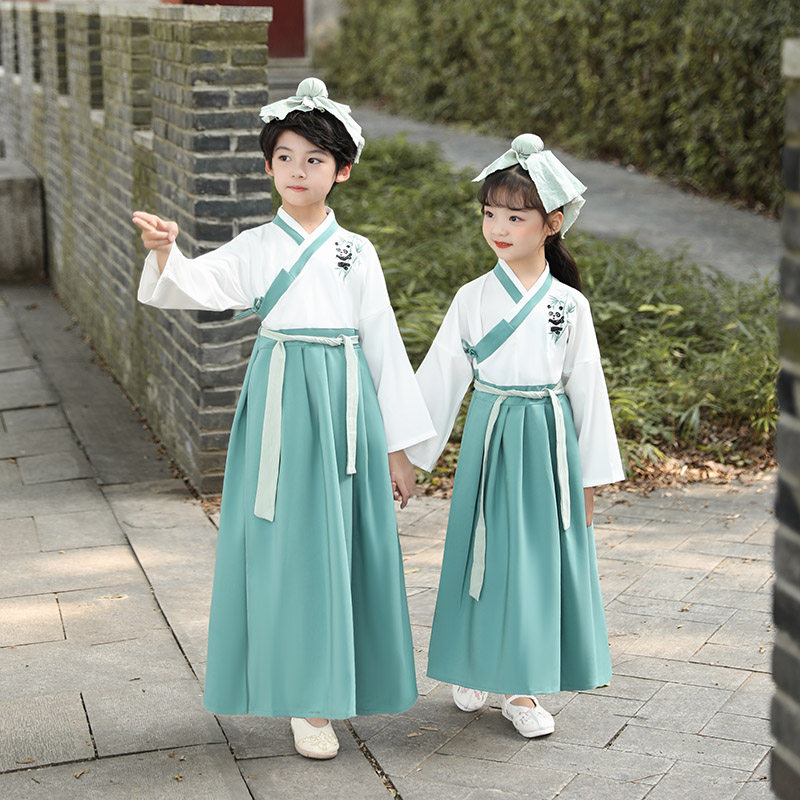 儿童国学汉服小学生三字经书童古装男女唐装诗词儿童演出服