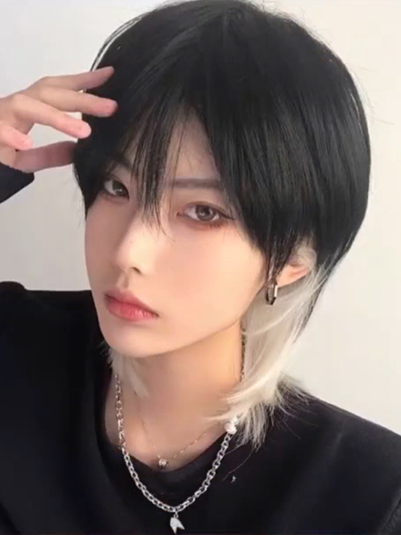 假发整顶个性中性cos挑染帅气拼接万用狼尾日常整顶假发