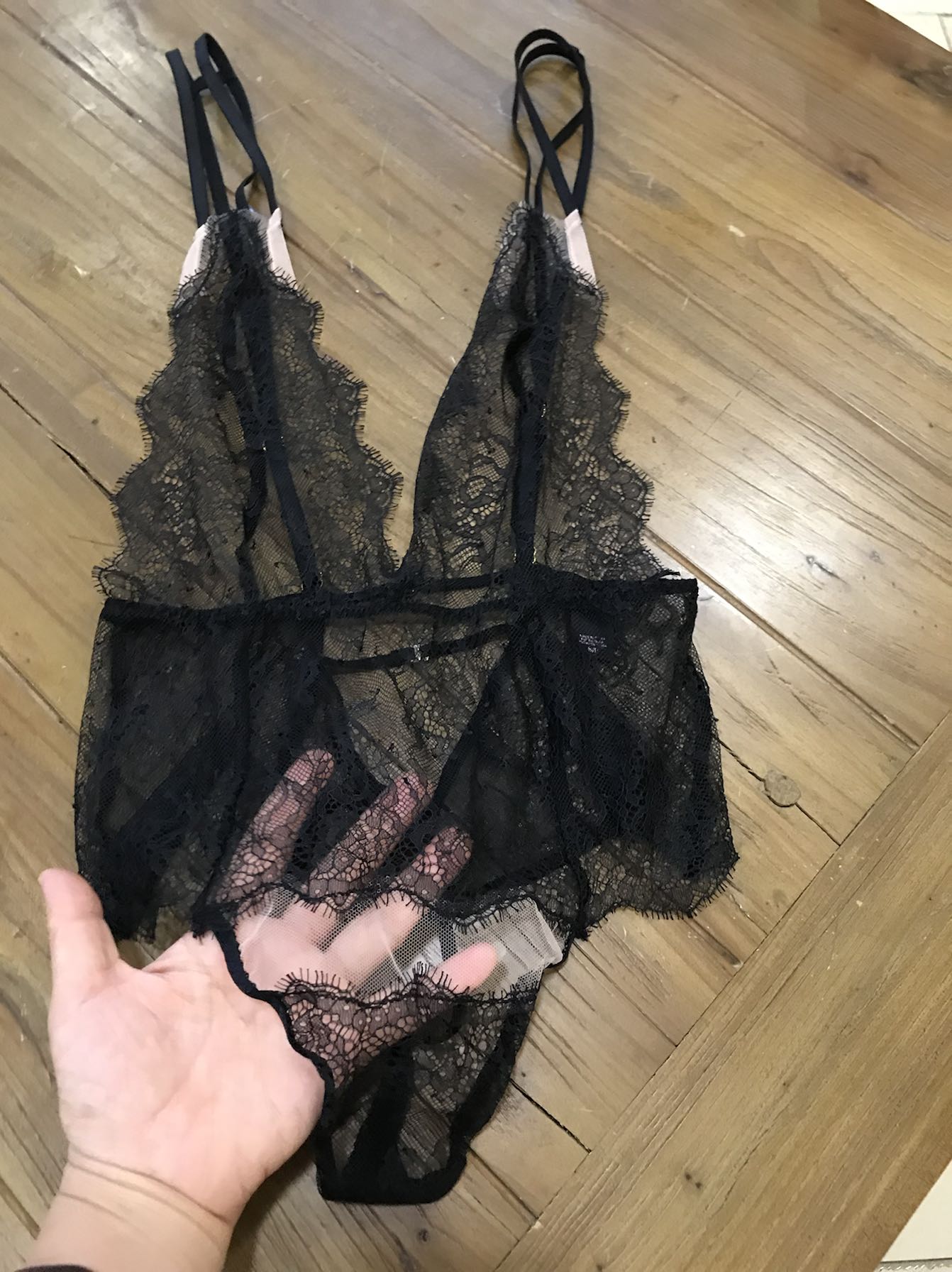 美国连体透明蕾丝性感丁字裤黑色全透睡衣女超睡裙