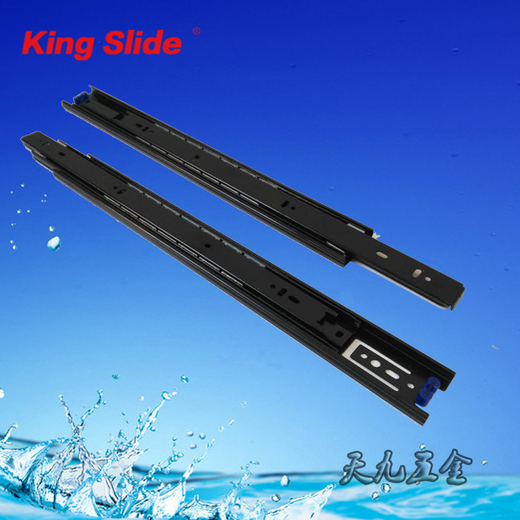 台湾川湖kingslide金丝来得静音三节滑轨3m01白锌黑色导轨