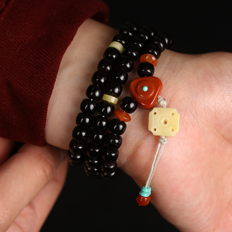 保真南红玛瑙满肉三角佛头三通星月菩提佛珠其他diy饰品配件