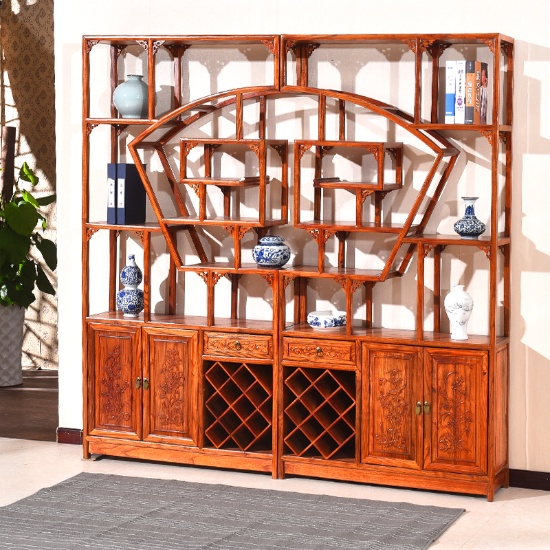 红花柜组家用户型大户客厅餐厅组合花架花梨酒柜