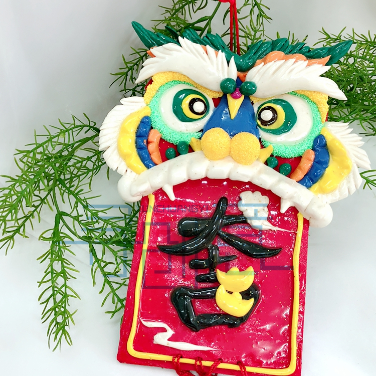 手工新年舞狮白胚挂超轻粘土底板千千千寻创意白模填色
