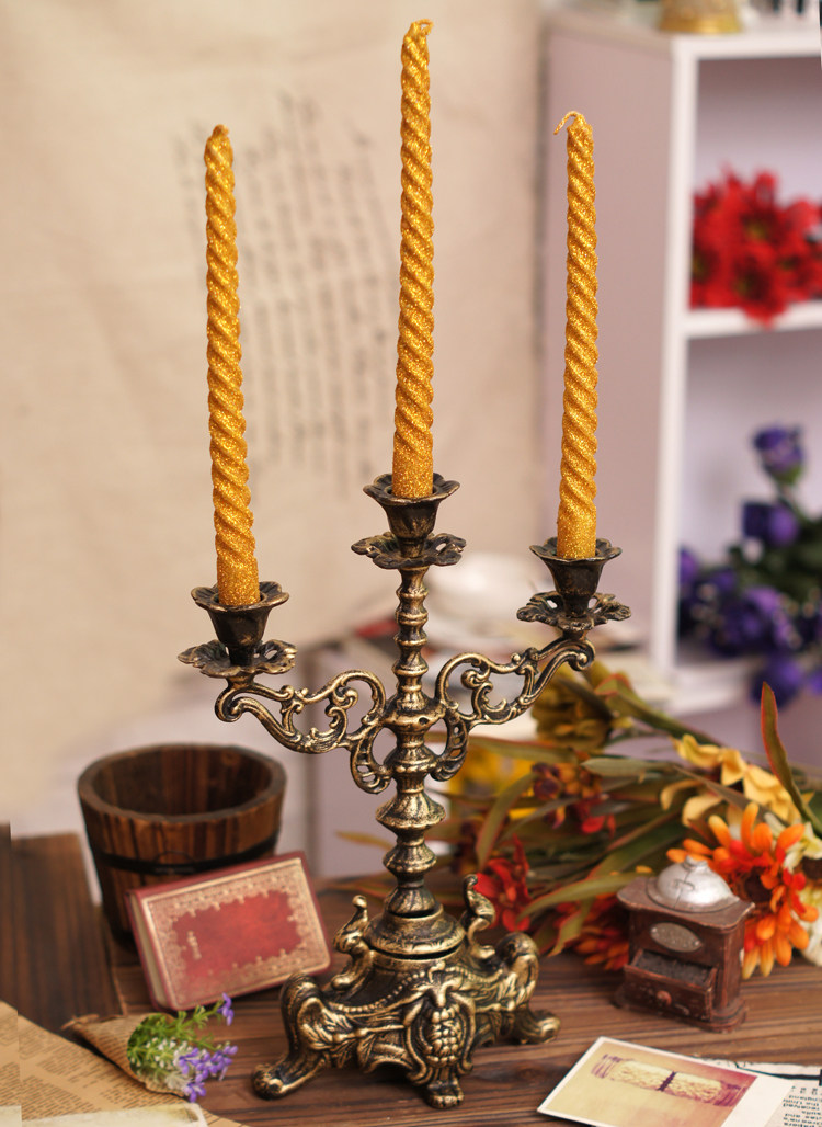 烛台格嘉睿尔欧式庭院装饰铸铁雕花蜡台复古蜡烛烛台