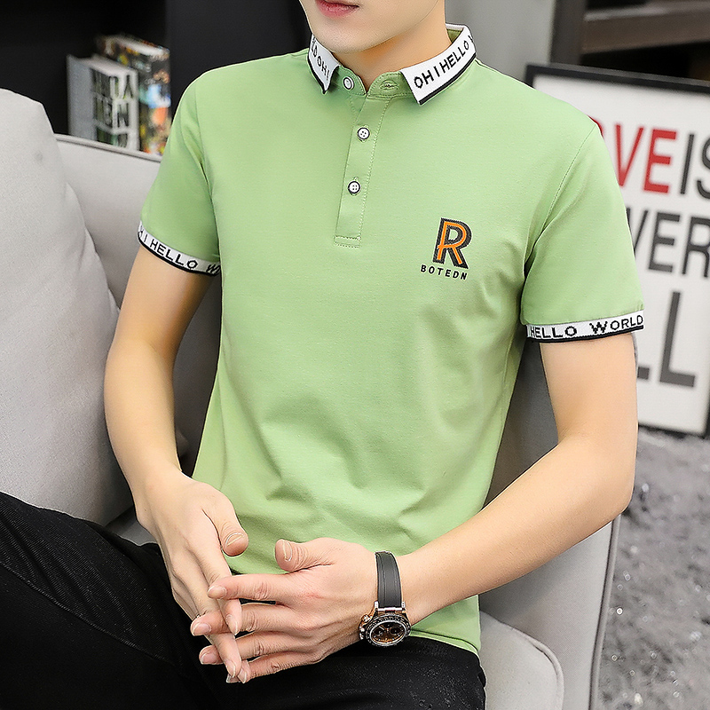 夏季男装翻领POLO衫青年休闲短袖T恤韩版修身棉质上衣服潮流体恤