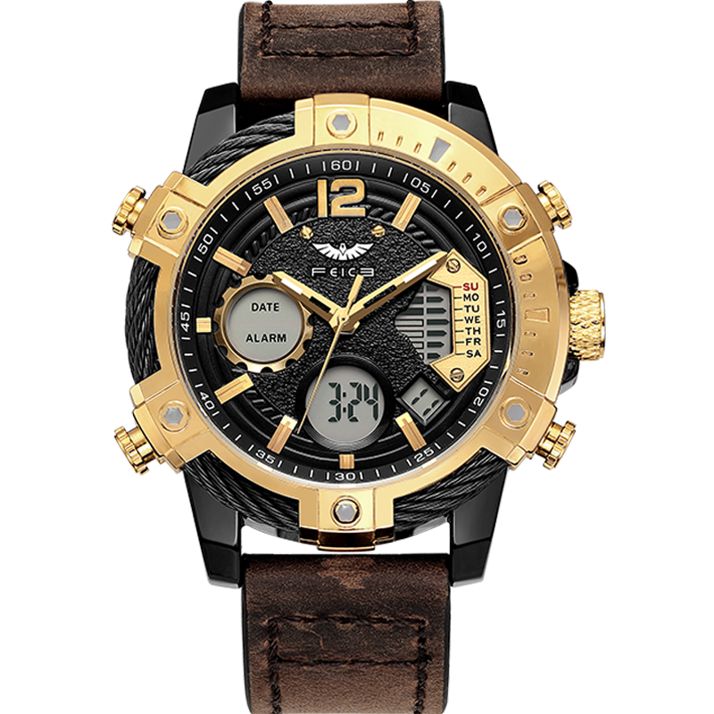 飞克feice新款男士手表时尚多功能大表盘男表夜光防水石英表品牌