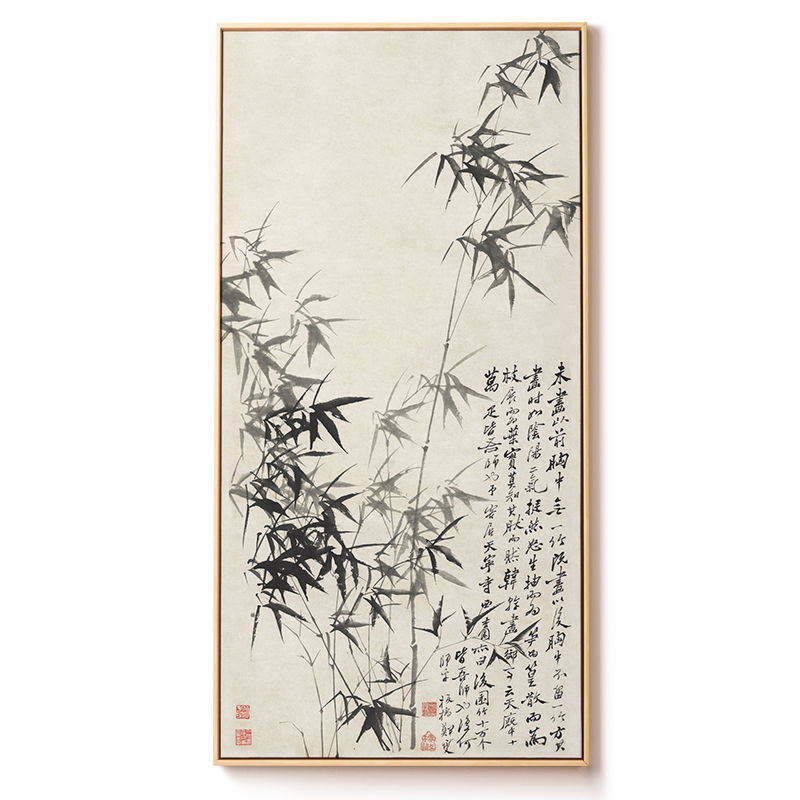 新中式中式玄关装饰画郑板桥竹子禅意水墨画现代装饰画