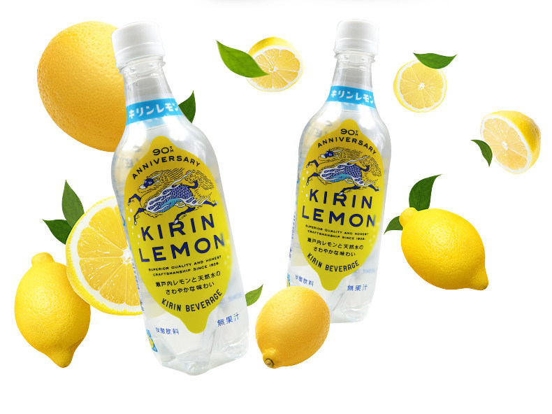 日本透明饮料进口kirin麒麟柠檬味碳酸饮料柠檬汽水果味450ml*24