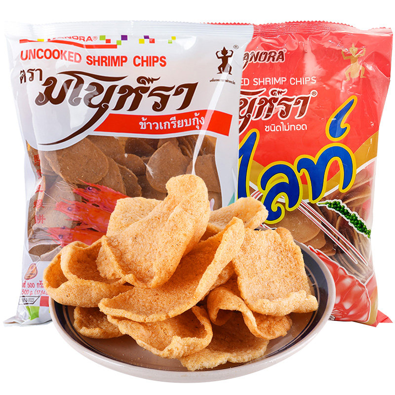 虾片泰国进口宋卡马努黑胡椒蒜香玛努拉油炸网红膨化食品