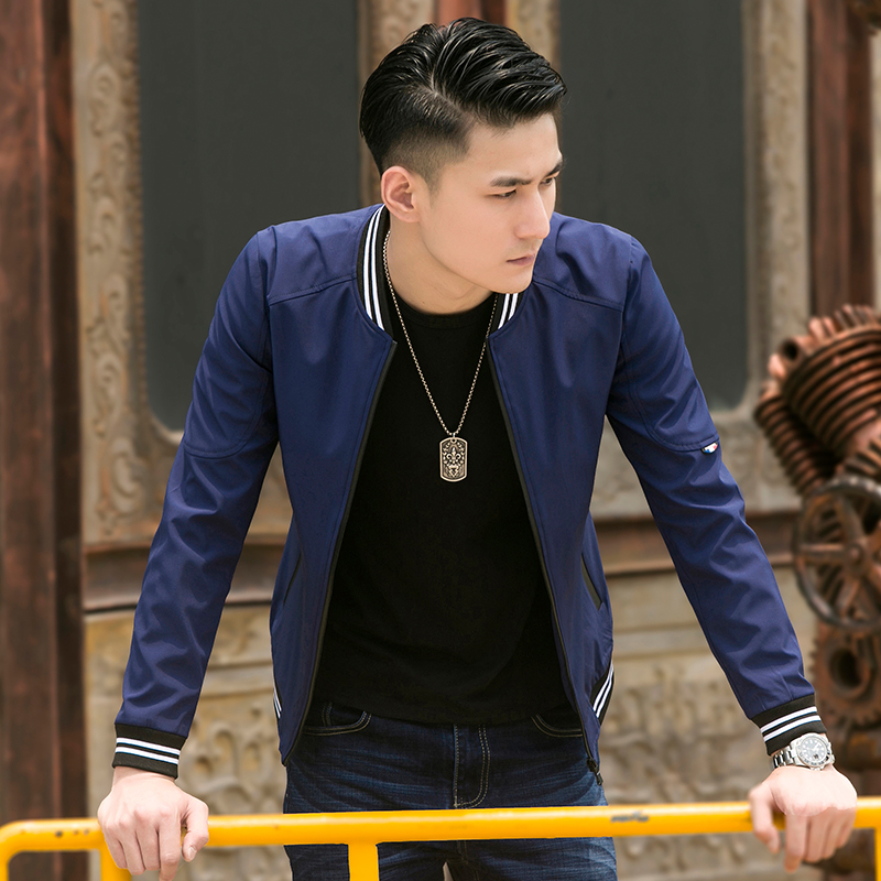 夹克男士2021青年春秋季大码薄款潮流行加绒棒球服领休闲宽松外套