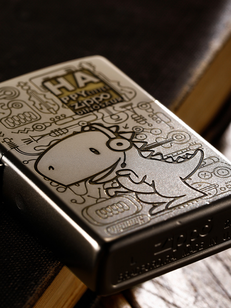 打火机zippo原装正品深雕音乐恐龙官方正版防风zippo