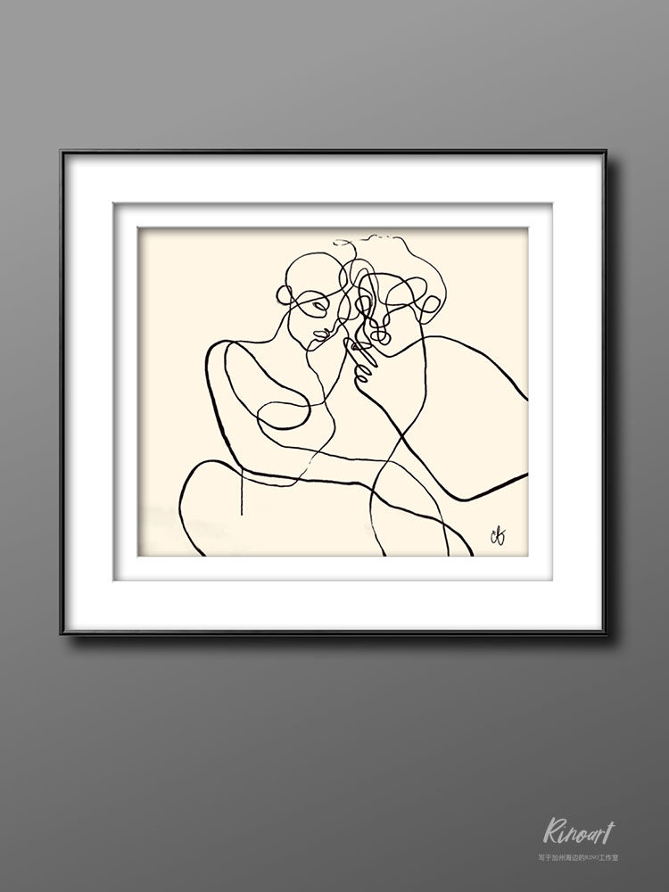 犀牛艺廊《2 of me》共生现场创作现代画极简黑白客厅书房装饰画