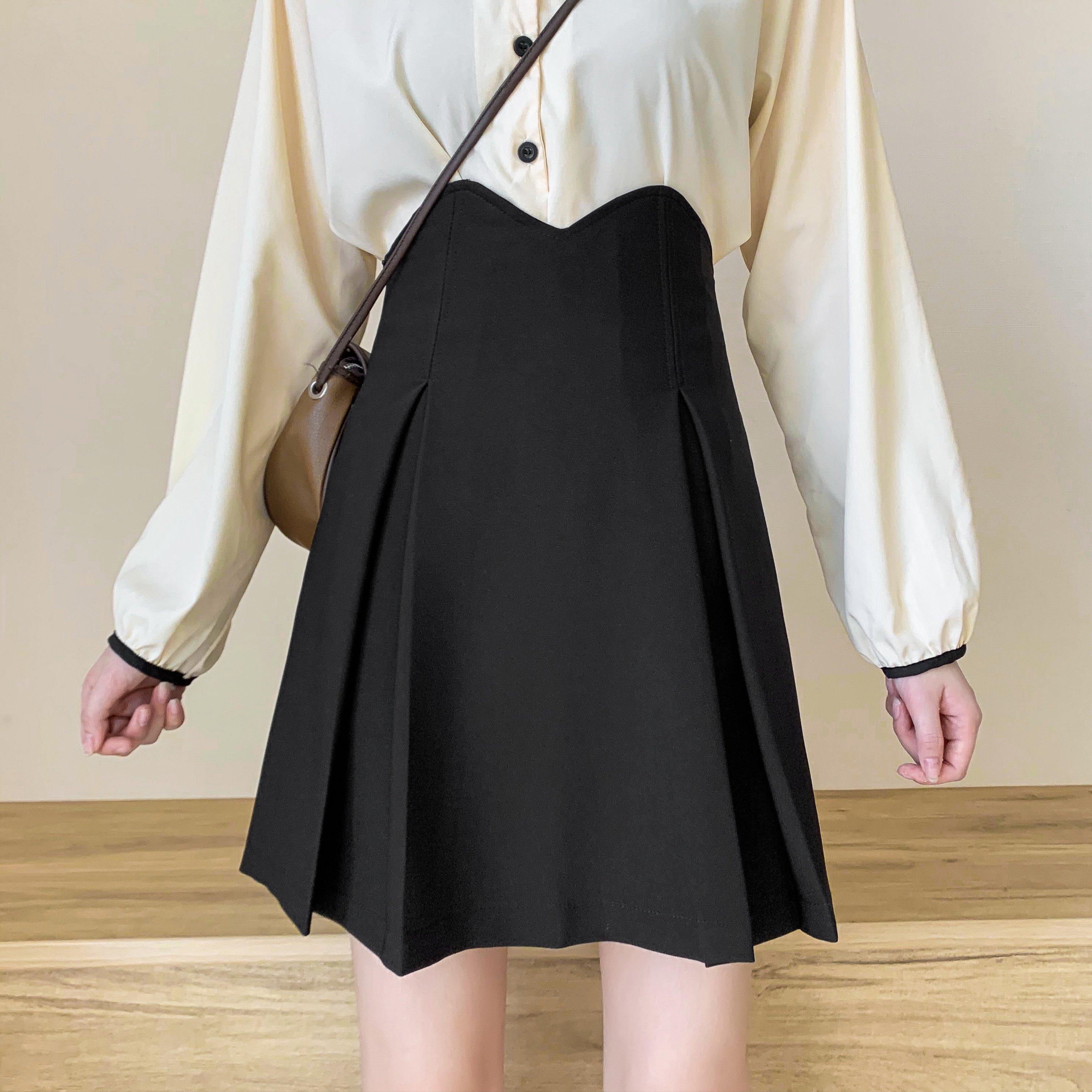 大码不规则半身裙咖色遮胯伞裙秋冬高腰显瘦mm半身裙