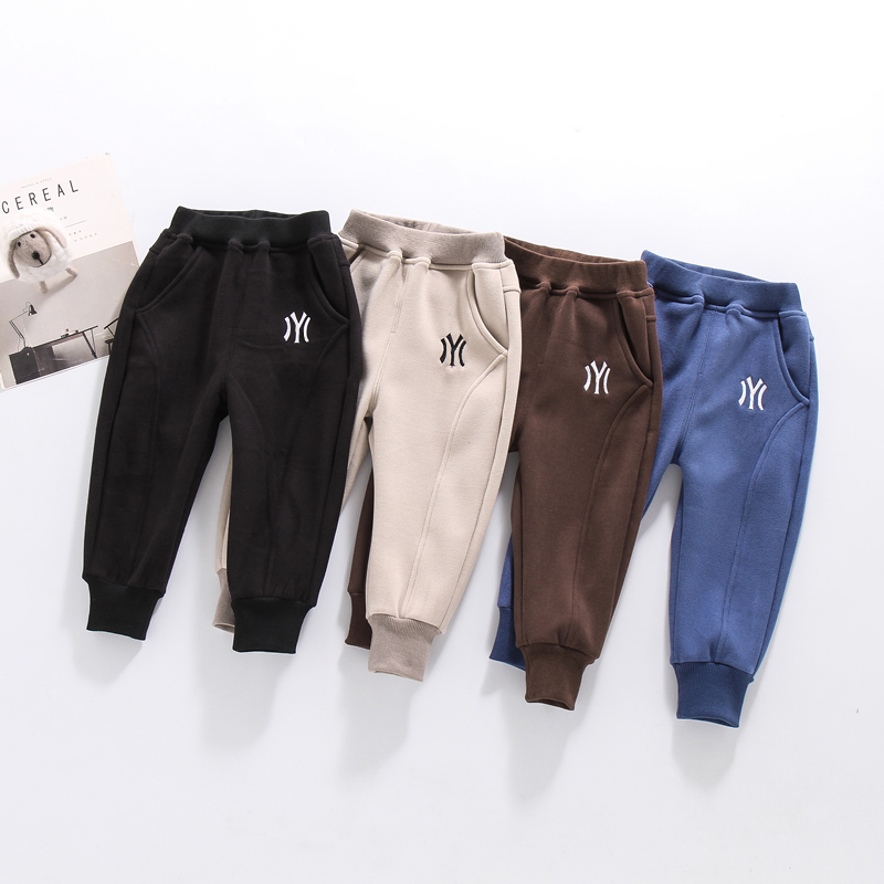 男童薄绒裤子一体绒小童1加绒2外穿3岁4秋季5秋冬6男宝宝运动裤潮