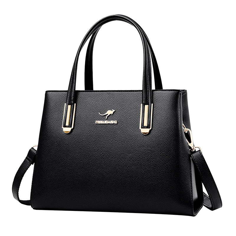 袋鼠单肩牛皮包牛皮妈妈斜挎百搭正品时尚新款通用款女包