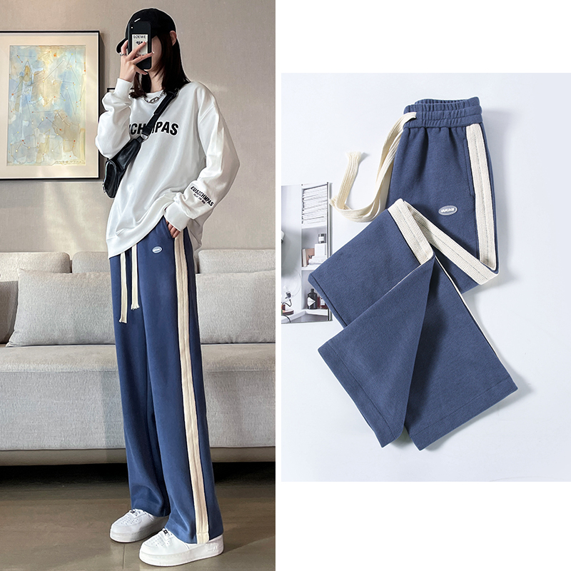 阔腿裤女春秋2022新款高中生裤子学生休闲裤中学生秋装直筒运动裤