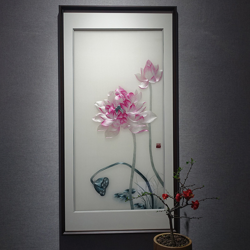 湘绣手工成品挂画客厅玄关刺绣秀纯国潮定制湘绣