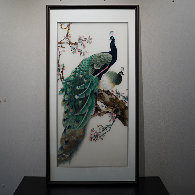 湘绣成品挂画客厅玄关湘绣手工刺绣湘秀纯国潮手工定制家居装饰画