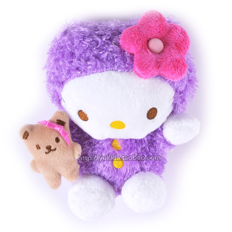 法国正版sanrio紫色抱熊hellokitty毛绒布艺玩具毛绒布艺类玩具