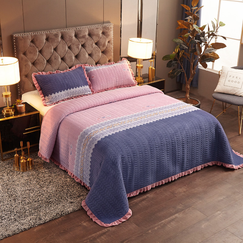 定做水晶绒床盖三件套榻榻米罩欧式夹棉床单单件大炕毯铺床四件套