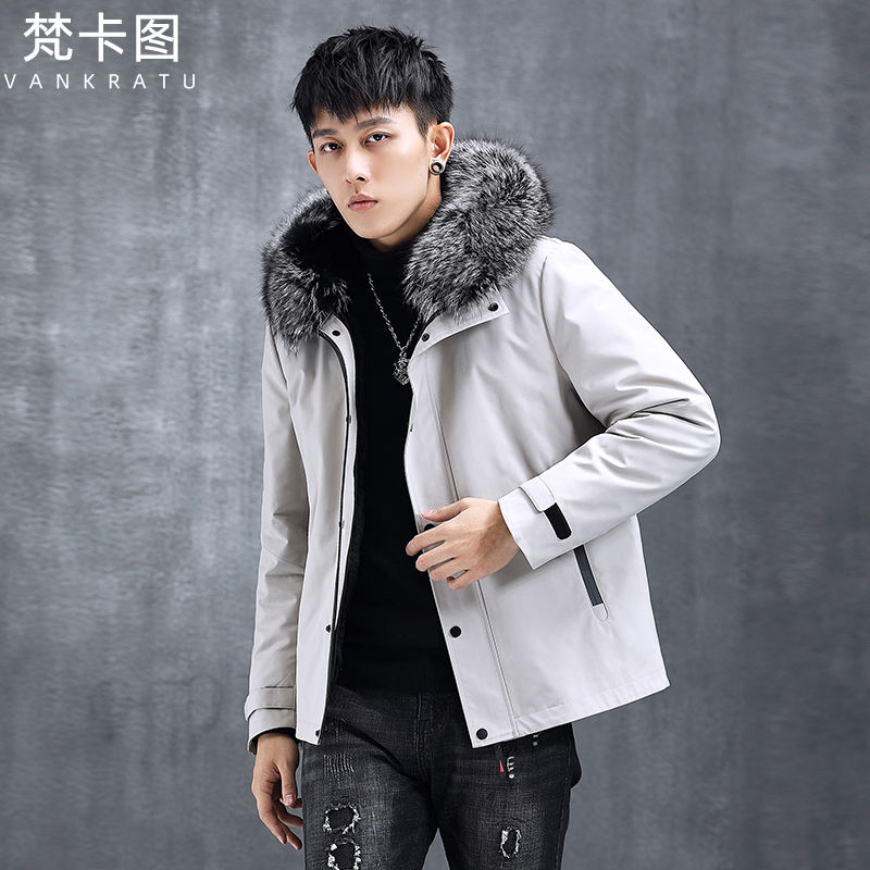 冬季派克服男貂内胆可脱卸短款皮毛一体整貂水貂皮大衣皮草外套潮
