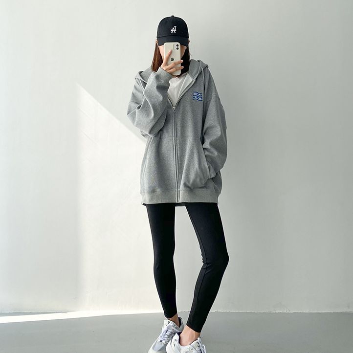重工复合灰色卫衣女秋冬新款韩版宽松慵懒百搭卫衣