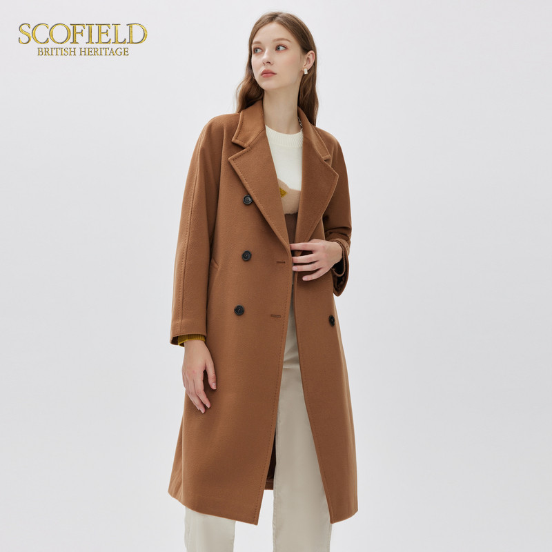 scofield羊毛羊绒大衣通勤系带廓形毛呢外套2022年毛呢外套