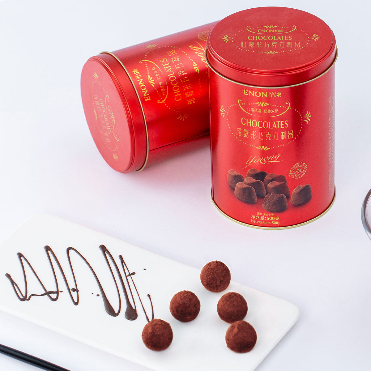 怡浓2桶500g速溶松露巧克力桶装节日零食网红松露巧克力