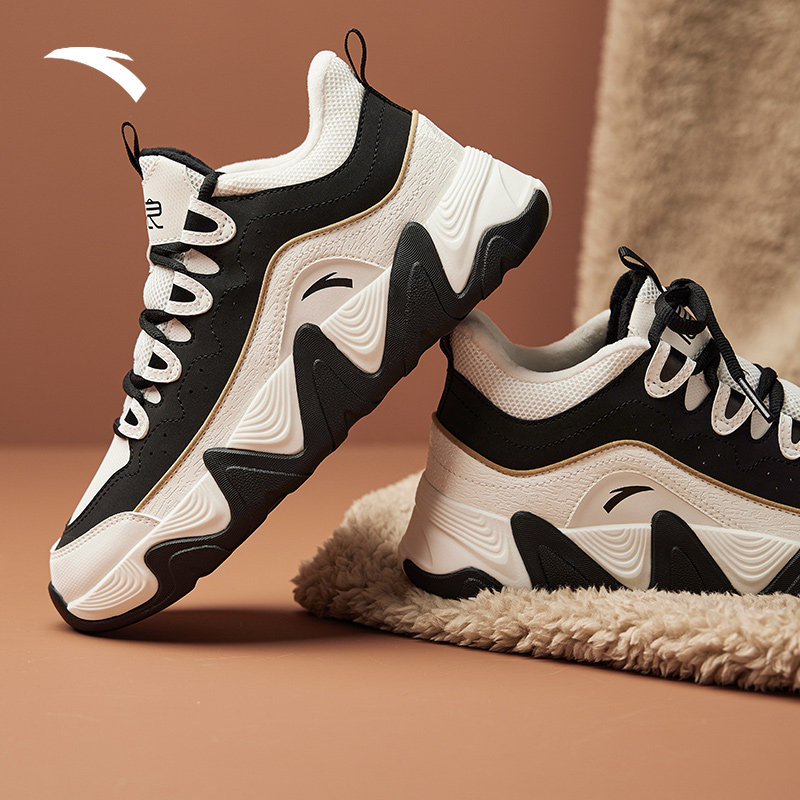 安踏后浪棉鞋女鞋2023春季新款中帮厚底休闲鞋板鞋