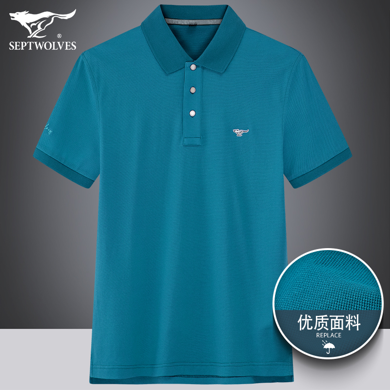 七匹狼男装丝光棉短袖t恤2022夏季潮流商务休闲时尚翻领Polo衫男