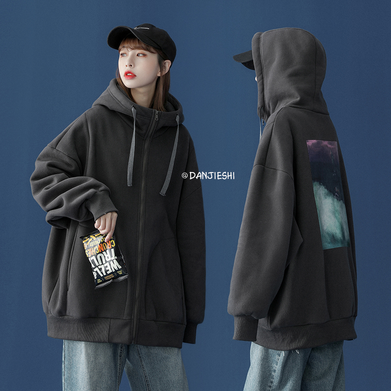 男士连帽开衫卫衣男潮流ins情侣装外套潮牌2022春秋新款港风宽松
