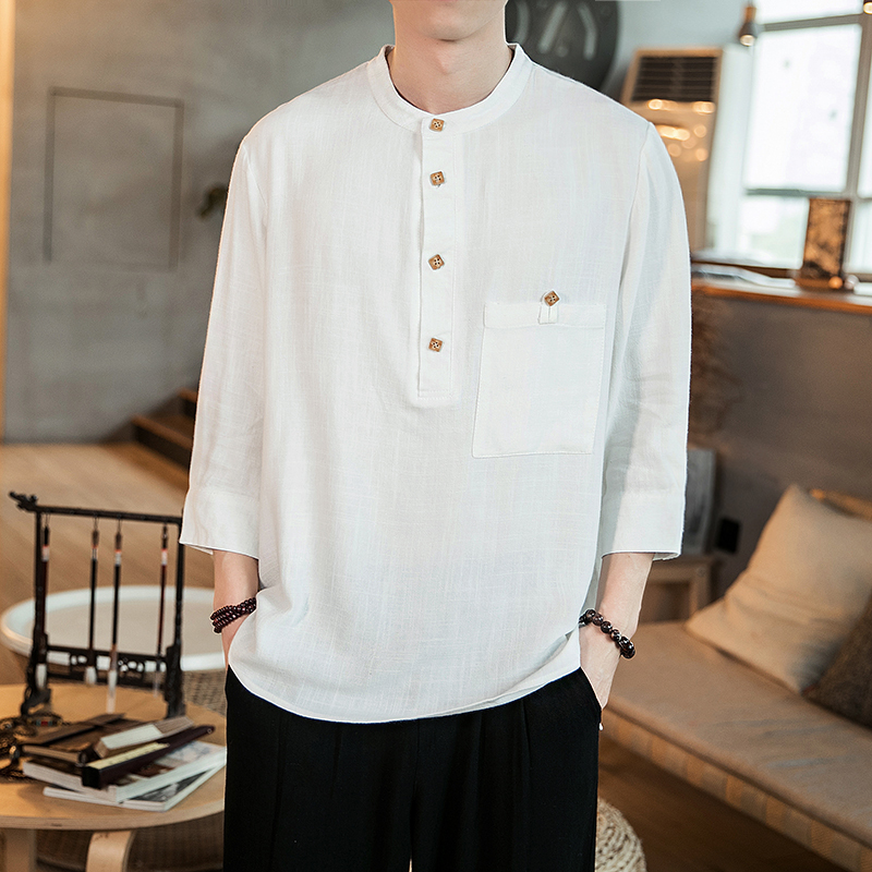 夏季新款男士短袖t恤中国风潮牌半袖衣服男宽松大码七分袖体恤潮