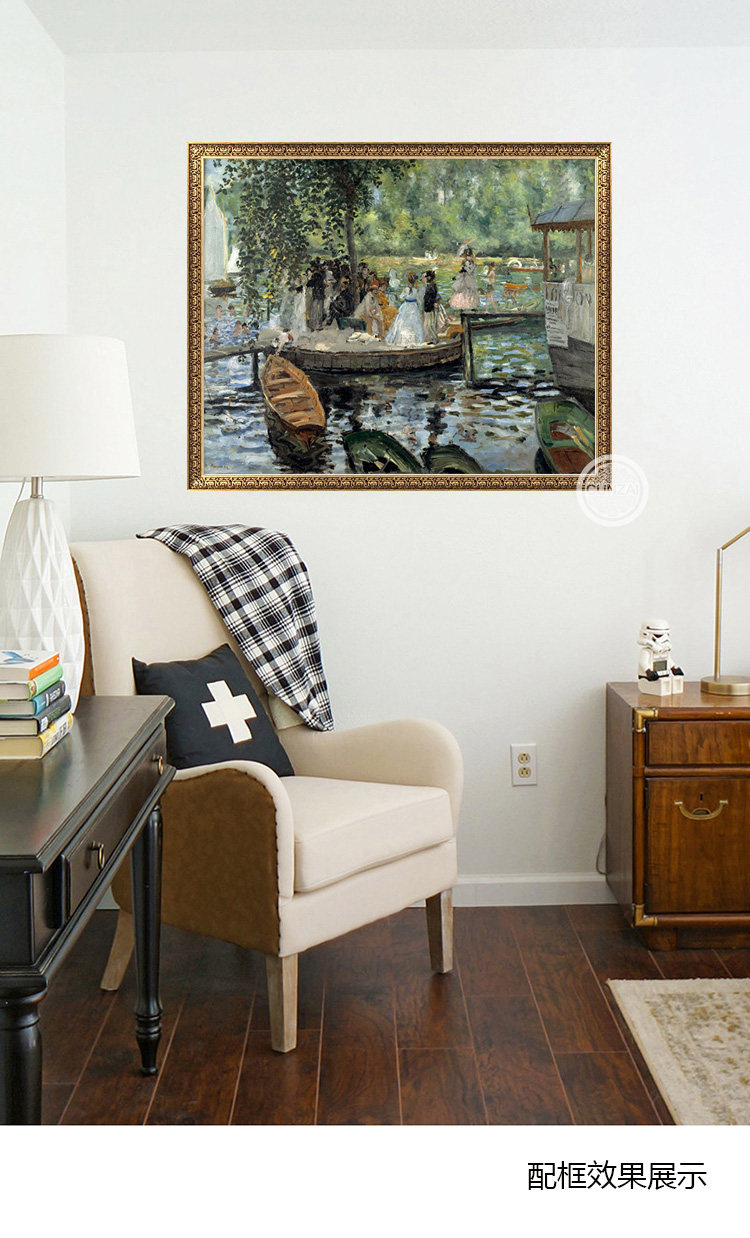 蛙塘风景装饰画书房玄关微喷艺术油画印象派雷诺阿现代装饰画