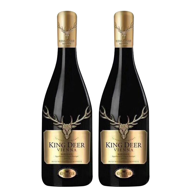 法国进口红酒法定产区aop鹿王维恩曼蒂干红葡萄酒15%双支礼盒包邮