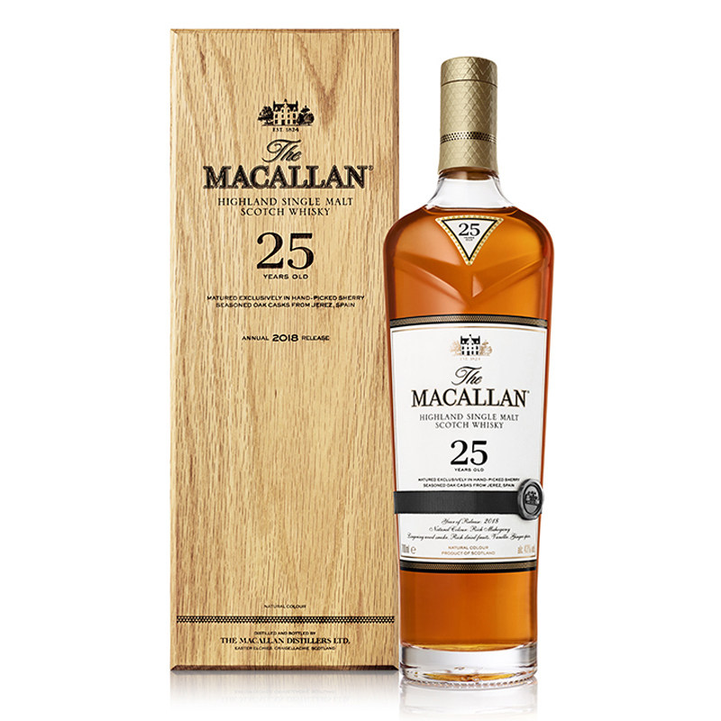 英国进口洋酒macallan麦卡25年单一麦芽苏格兰威士忌威士忌
