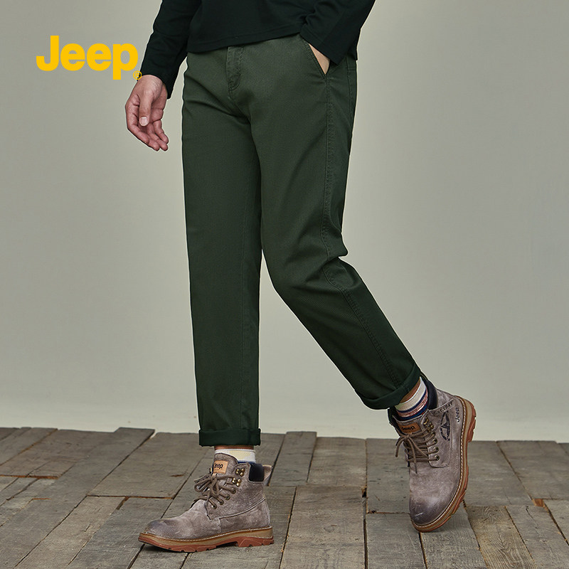 jeep吉普男装2021秋冬长裤时尚微弹中年直筒简约百搭商务休闲裤