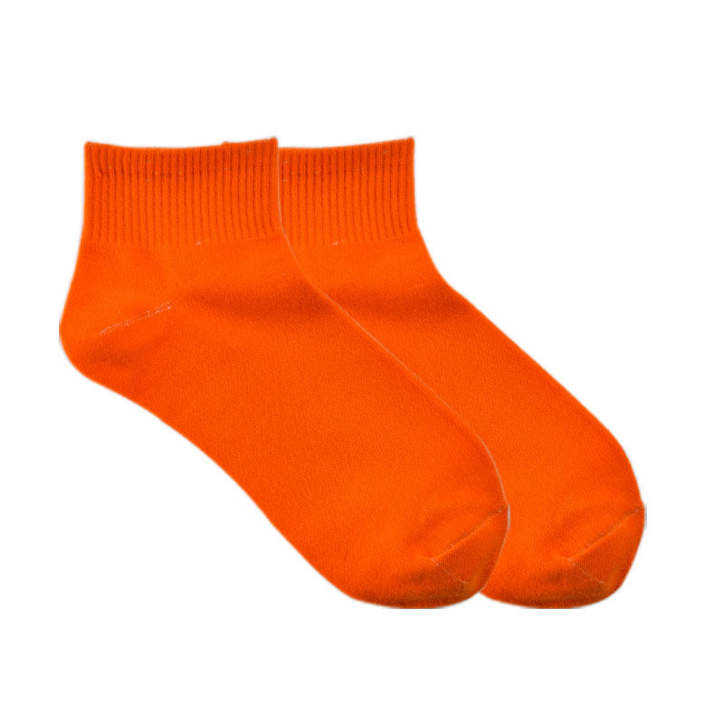 5双表里sincere橙色袜子女夏天韩国潮男纯色吸汗短袜
