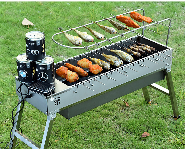 烧烤烤炉烤架户外不锈钢自动翻转旋转家用充电烧烤炉
