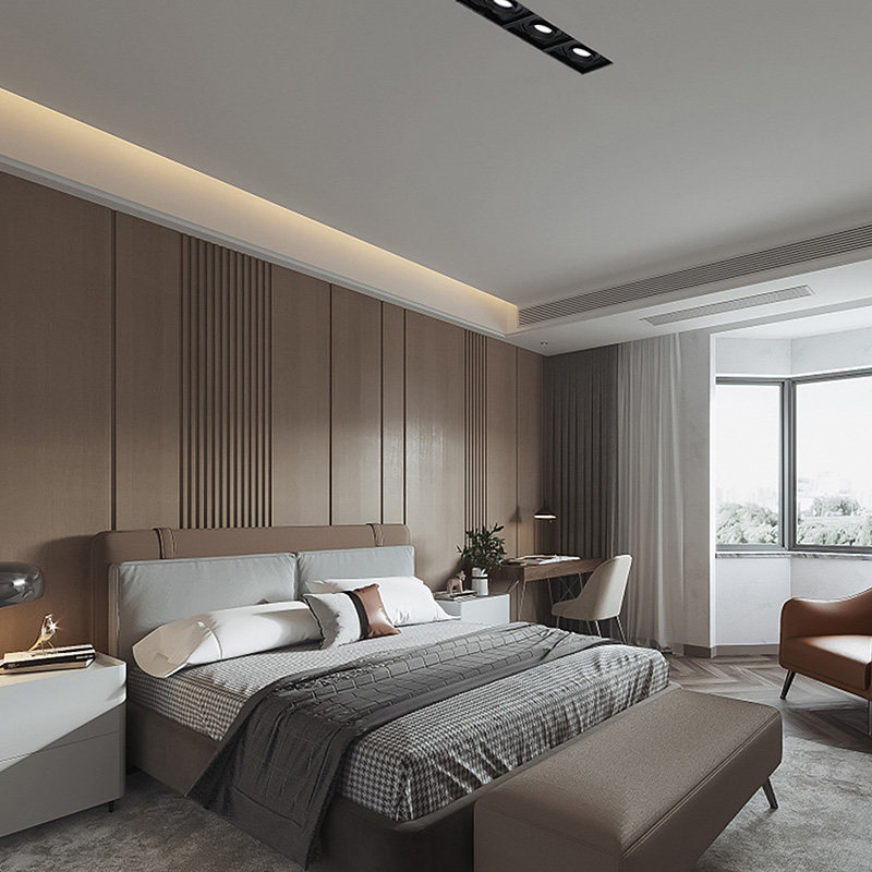 无边框斗胆防眩射灯led嵌入式三头格栅灯客厅无主方形天花灯家用