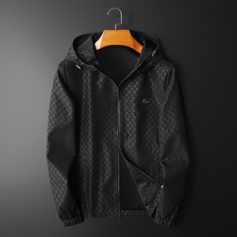 欧洲站春秋装新款连帽夹克衫男士潮流休闲大码修身薄款外套男装帅