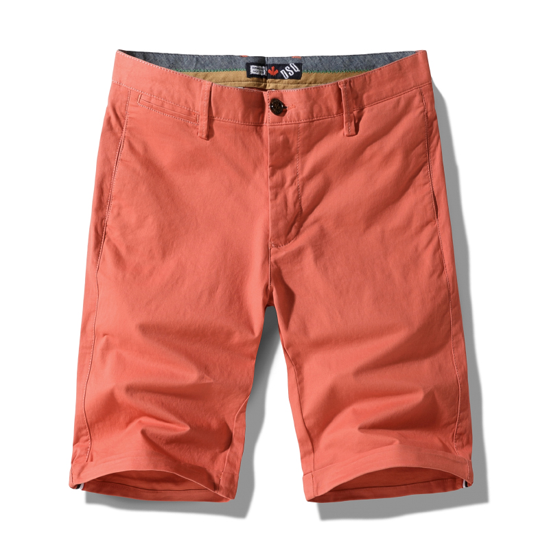 夏天薄款纯色纯棉短裤男士休闲修身大码全棉半截裤沙滩中裤五分裤