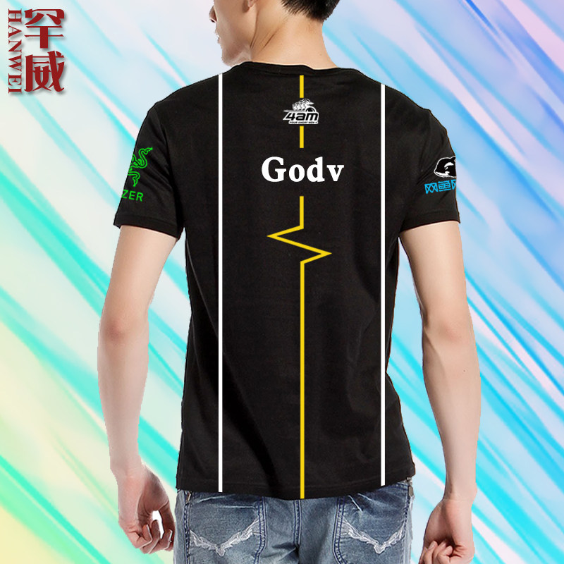 同款4am战队队服pel比赛韦神godv短袖恤衫t恤