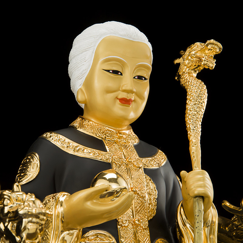 台湾纯铜鎏金老太太神像供奉家用佛像摆件东北摆件